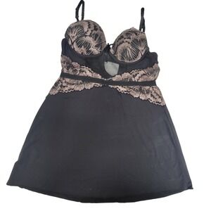 Fredericks of Hollywood‎ Black Babydoll Lingerie Teddy Lace Large